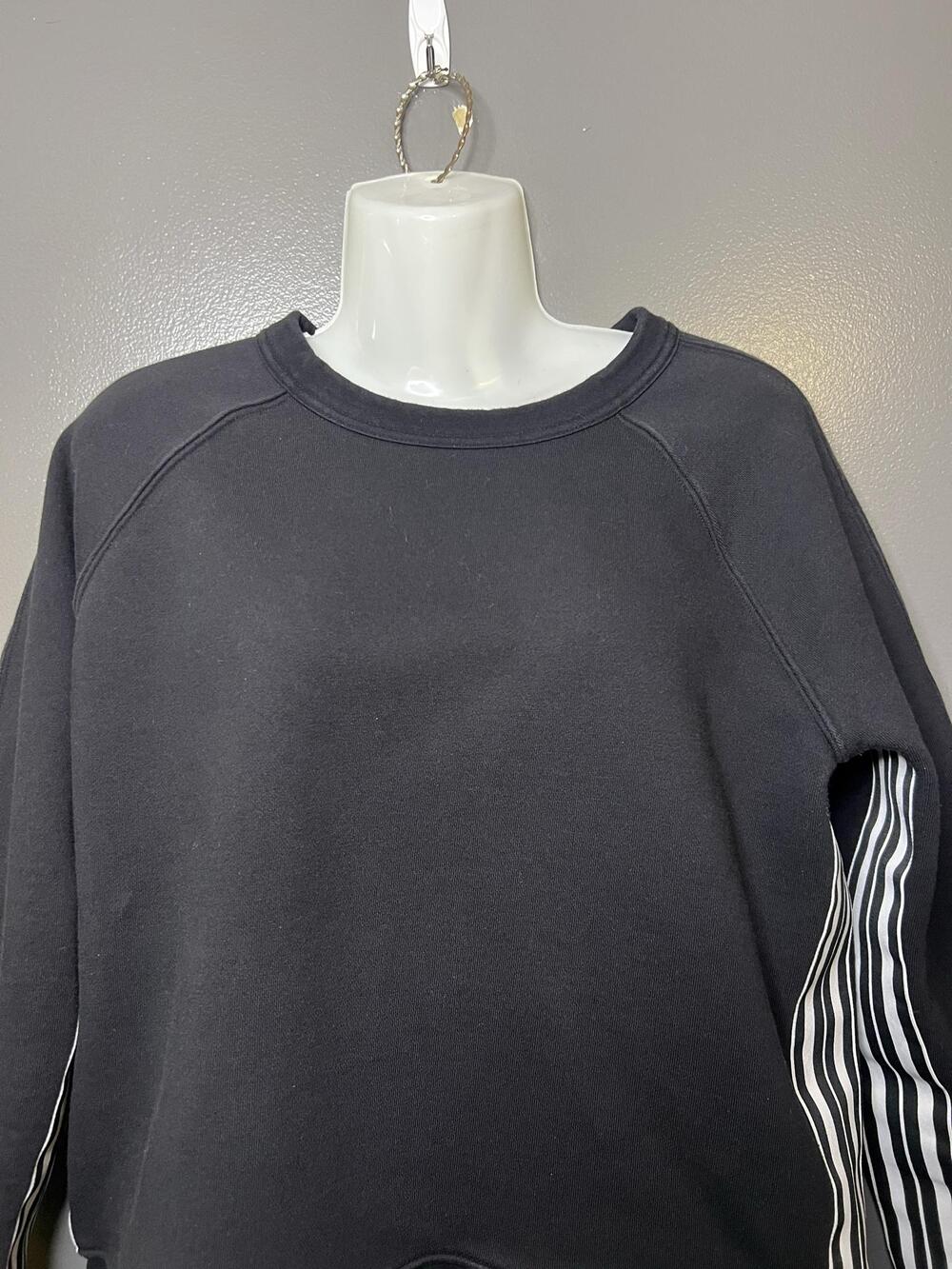 Athleta Sweatshirt Womens Medium Black Stripe Side Panel Fleece Raglan Pullover